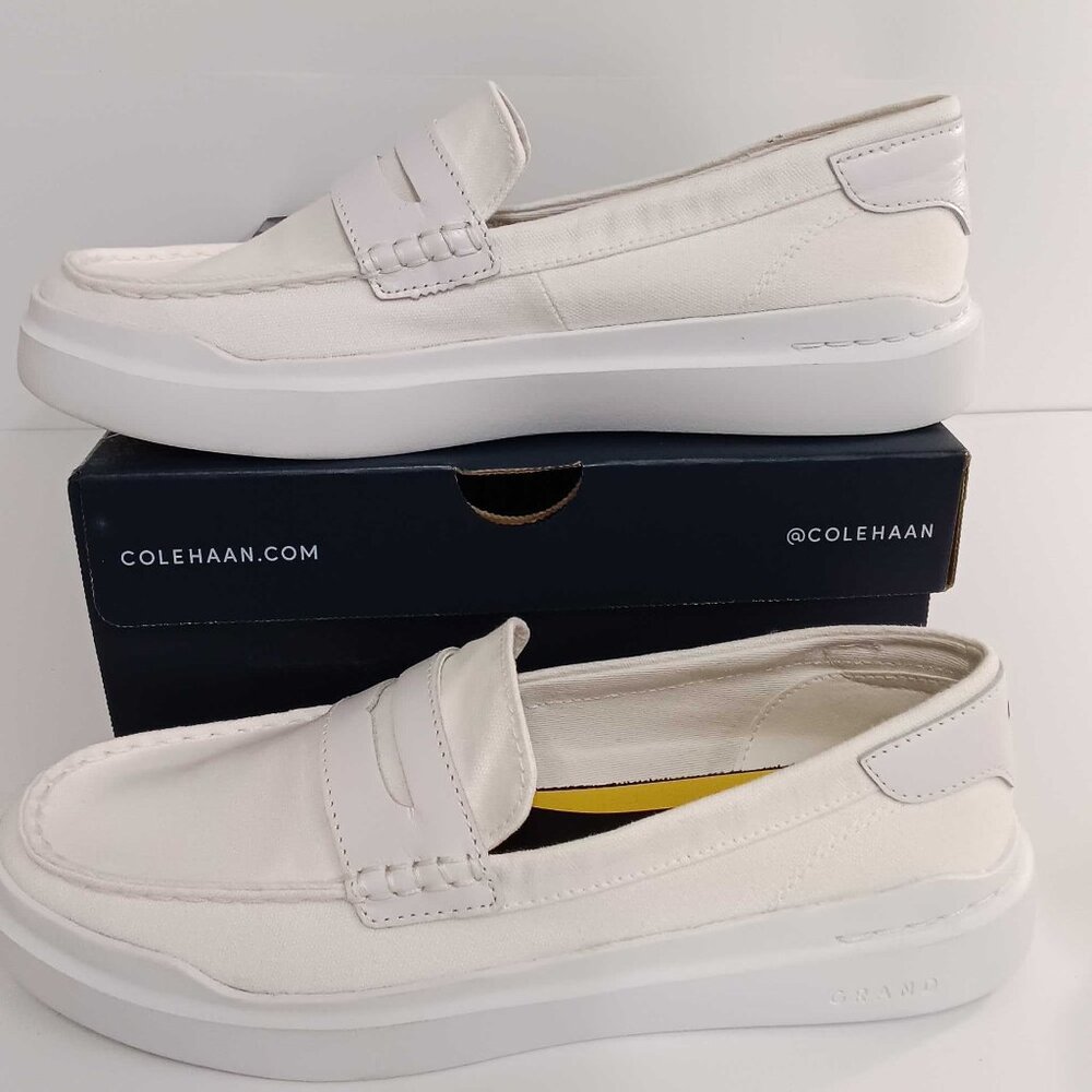 Cole Haan Men's Grandpro Rally Canvas Penny Loafer Sneaker - White 9.5